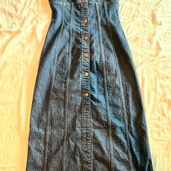 Madewell denim square neck midi dress in benton wash - Picture 3 of 5